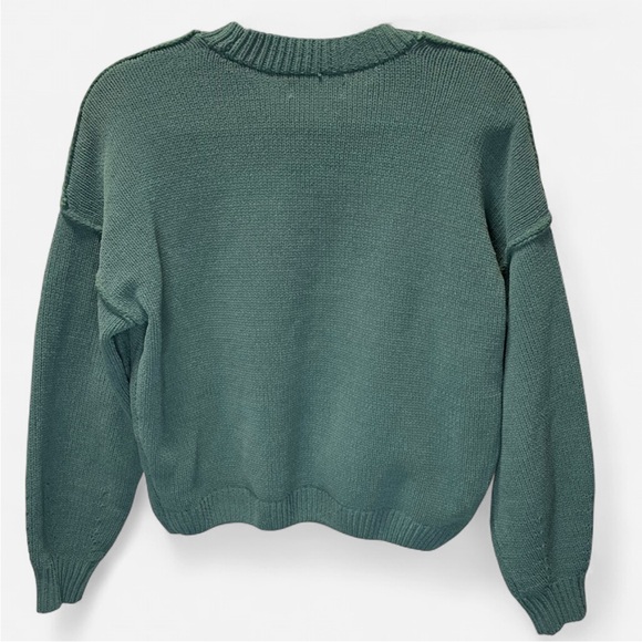 Hollister Sage Green Chenille Knit Crewneck Sweater Women’s Size M Drop Shoulder - Picture 6 of 6